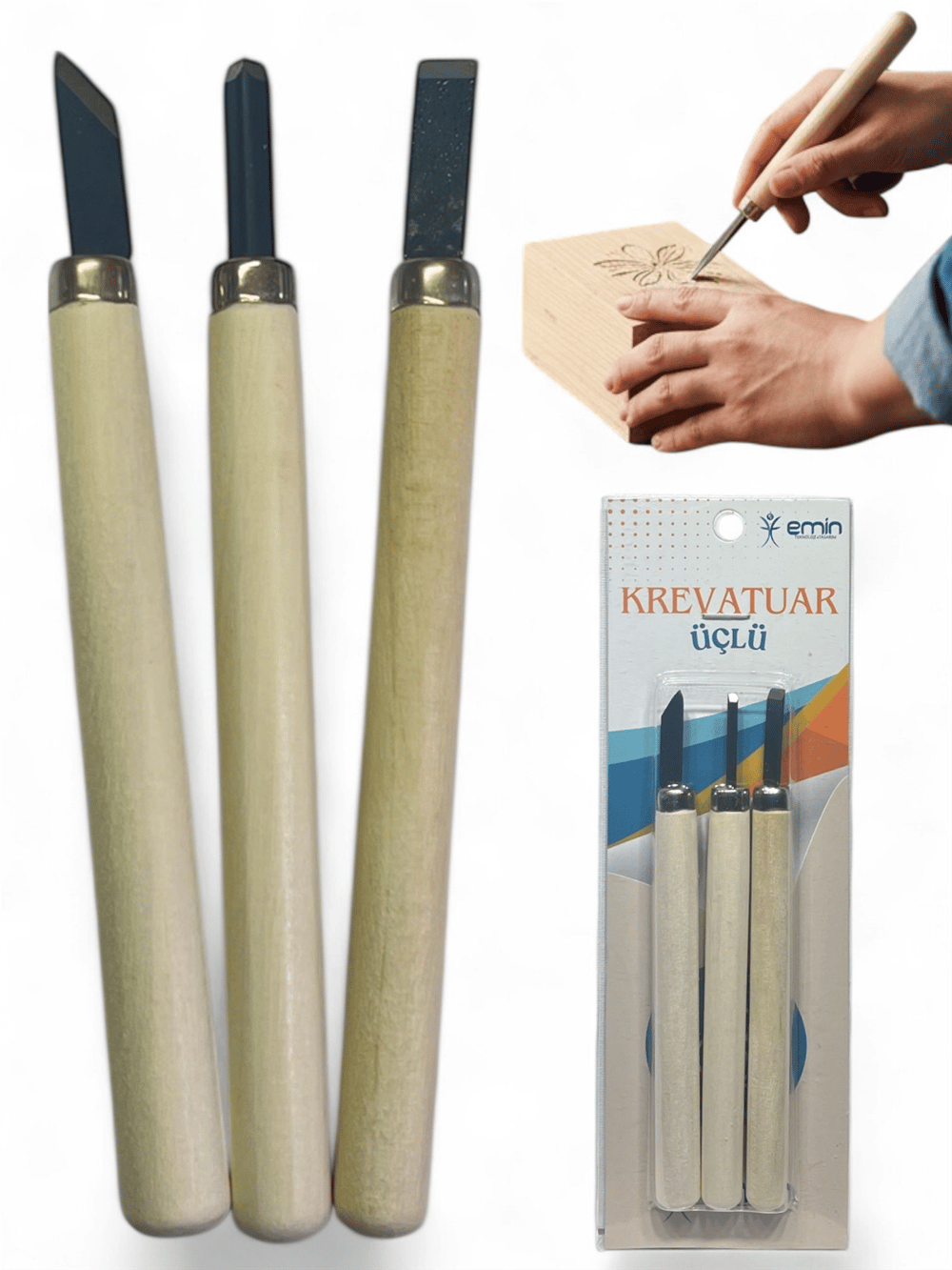 AHŞAP OYMA BIÇAĞI 3 LÜ SET KOD: EM-5005