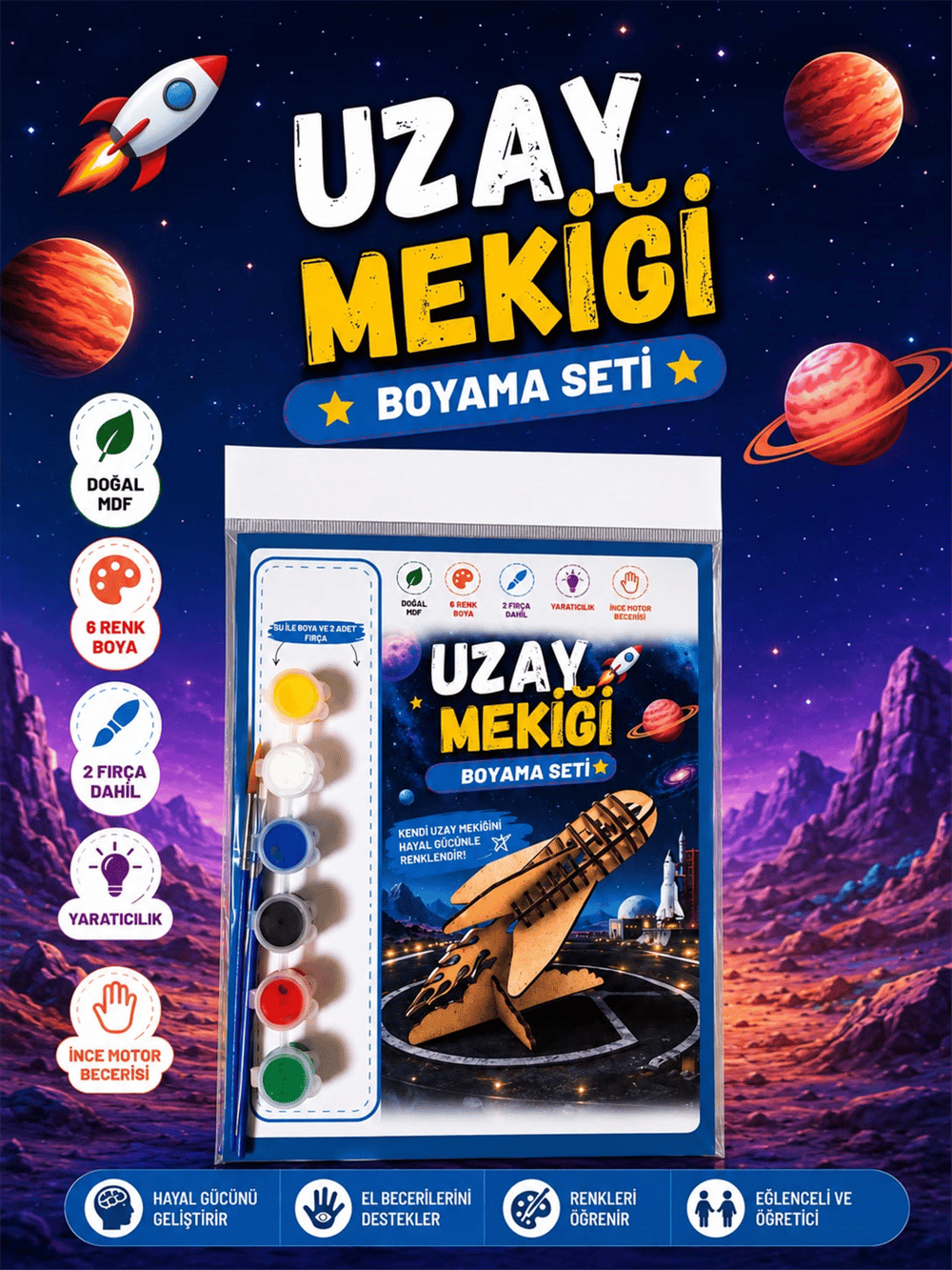 ALG-6014 UZAY MEKİĞİ AHŞAP BOYAMA SETİ