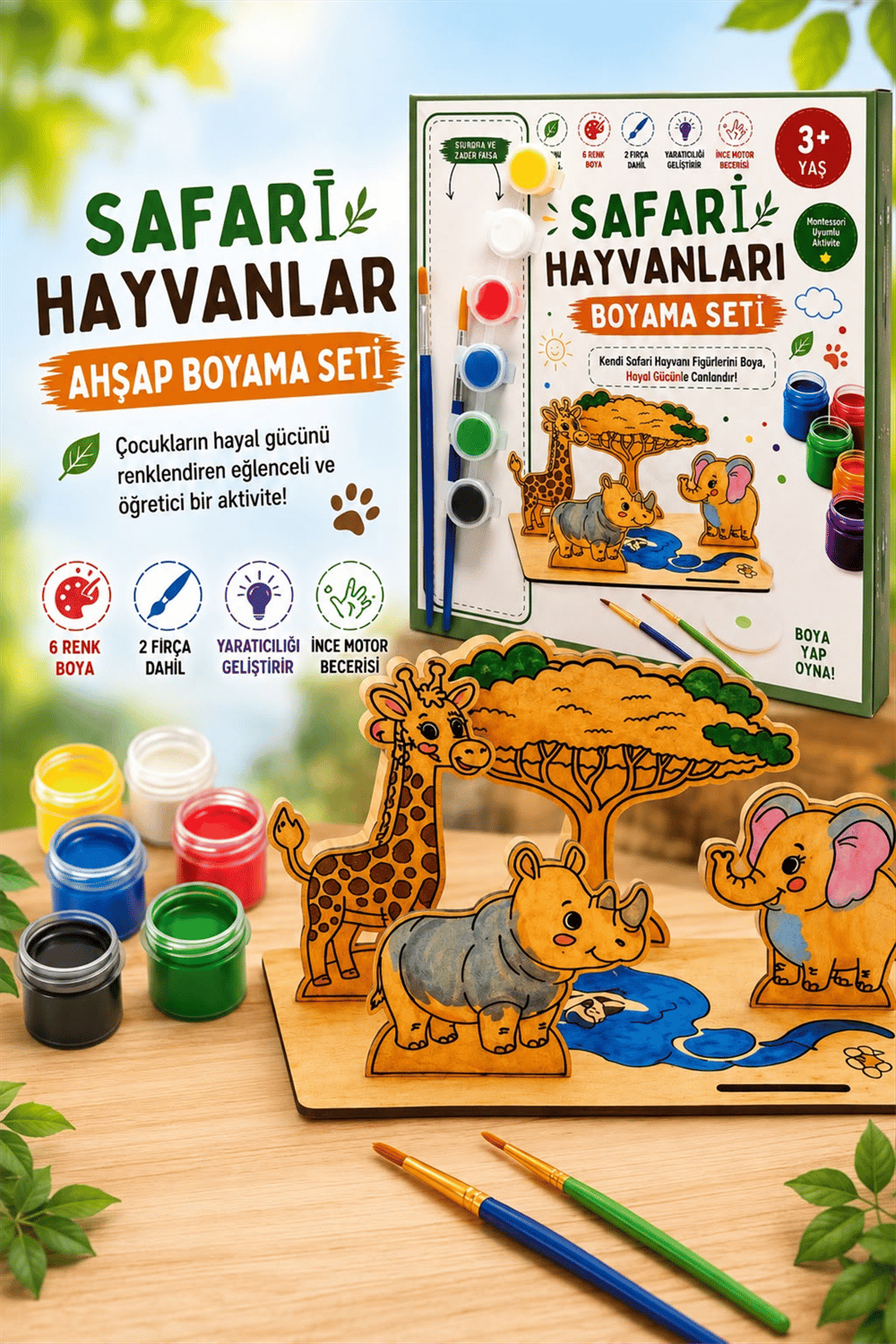 ALG-6029 SAFARİ HAYVANLARI AHŞAP BOYAMA SETİ