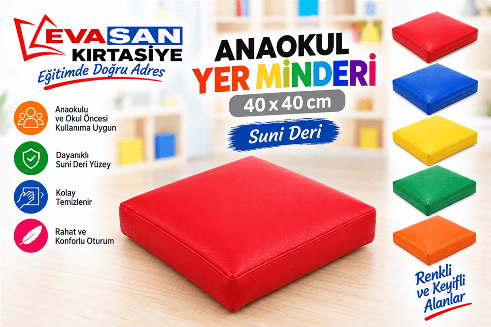 ANAOKUL YER MİNDERİ 40X40 cm SUNİ DERİ