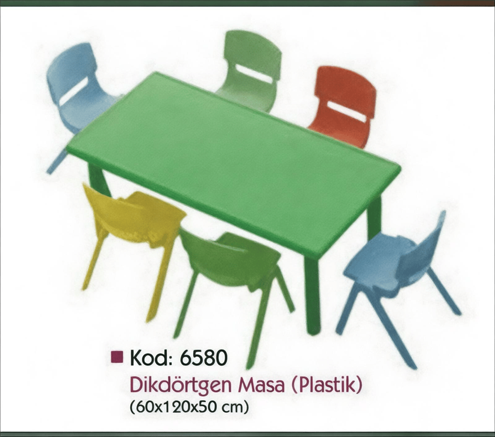 ANAOKULU DİKDÖRTGEN MASA (60X120X50 CM) KOD:6580