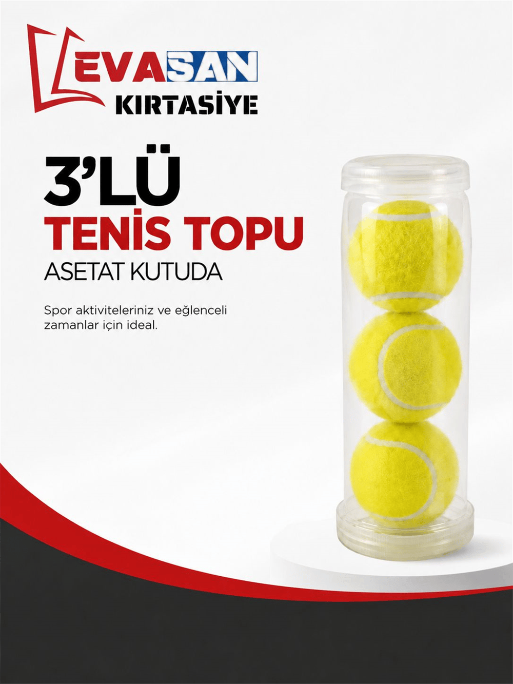 ASETATTA TENİS TOPU SARI 3 LÜ