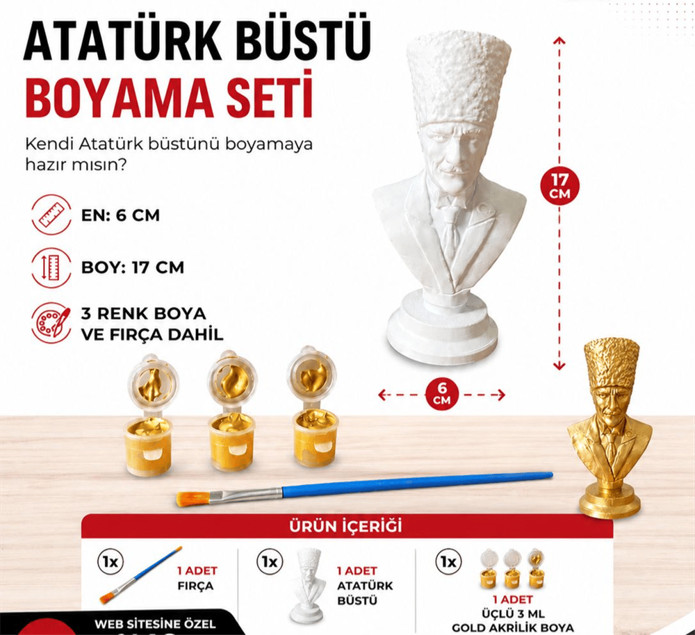 ATATÜRK BÜSTÜ BOYAMA SETİ 6cm X 17cm