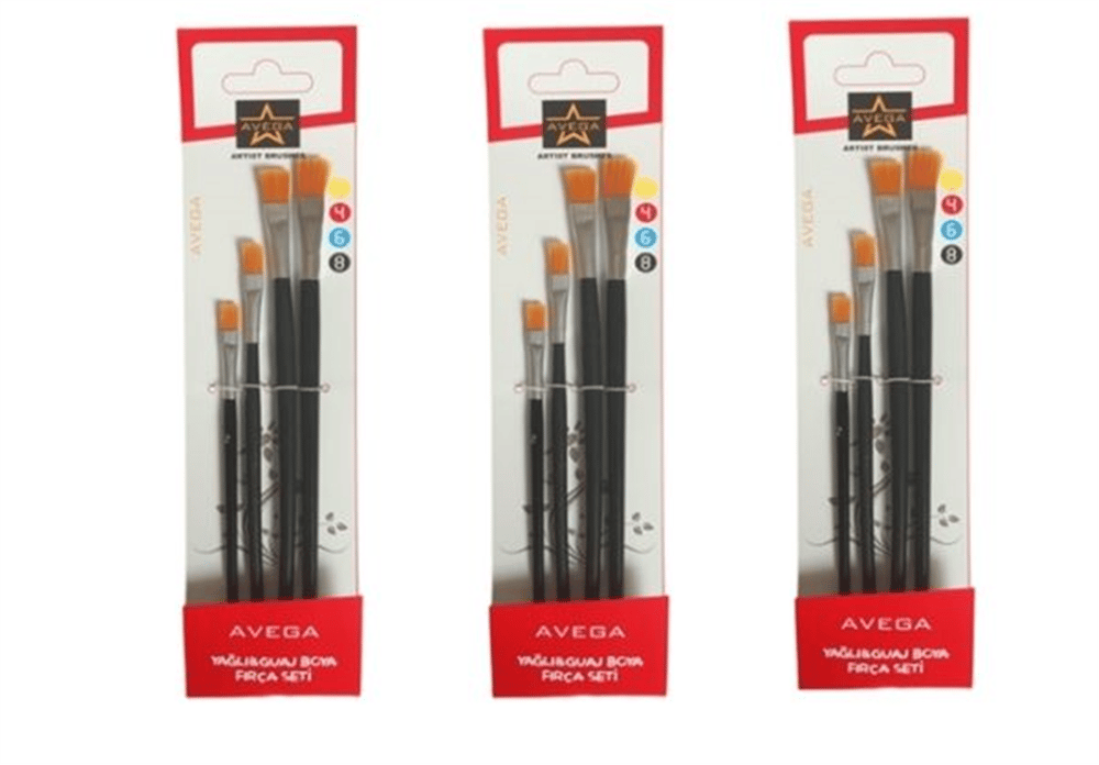 AVEGA 4 LÜ YAĞLI FIRÇA SETİ AVG-142 PAKET 12 Lİ