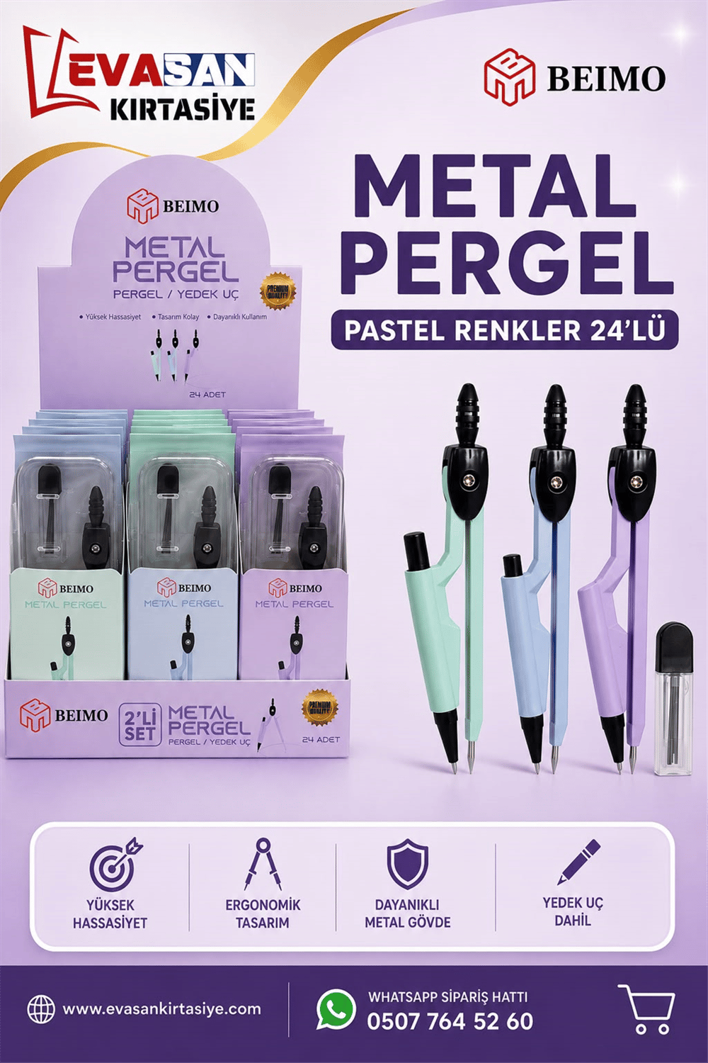 BEİMO METAL PERGEL PASTEL RENKLER PK:24 LÜ