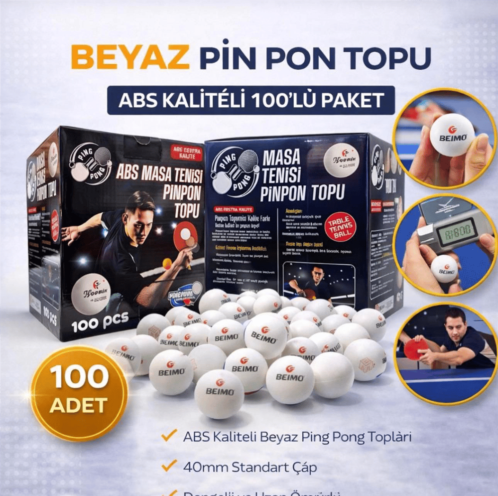 BEİMO PROFESYONEL BEYAZ PİNPON TOPU PK:100 LÜ