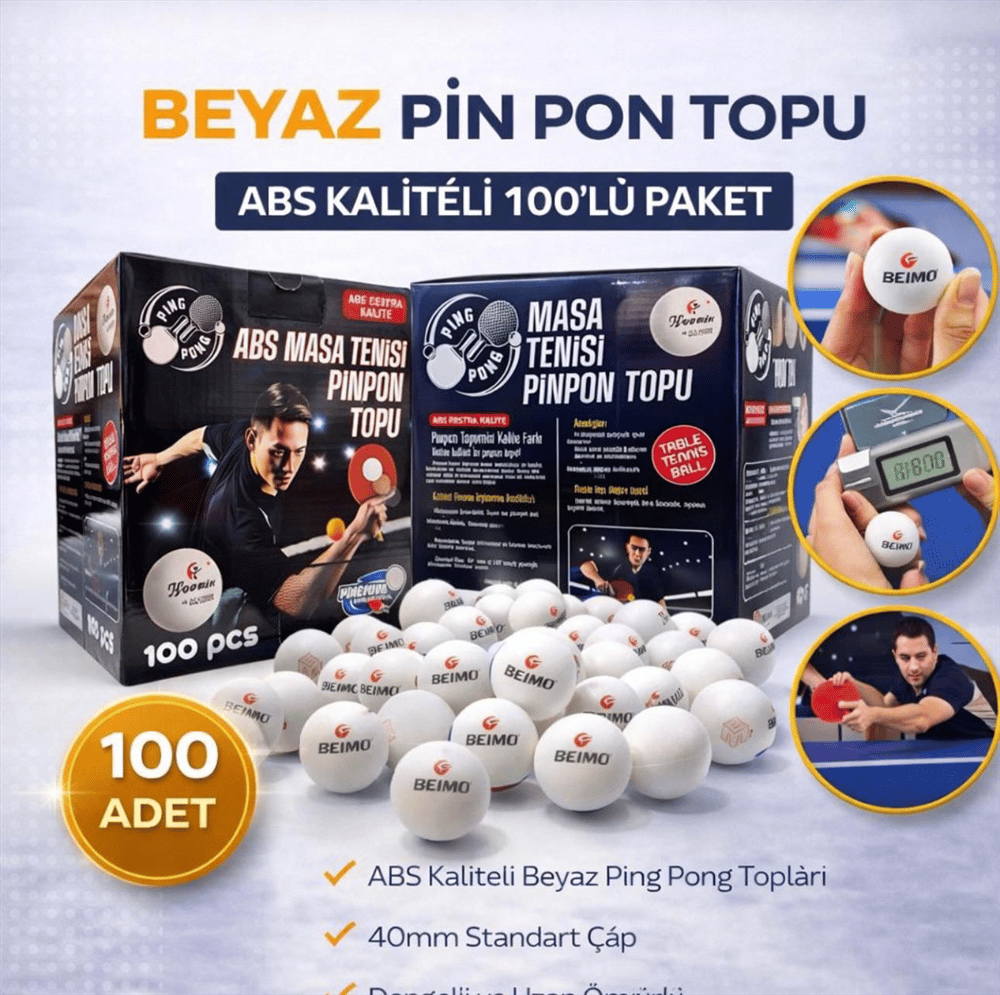 BEİMO PROFESYONEL BEYAZ PİNPON TOPU PK:100 LÜ