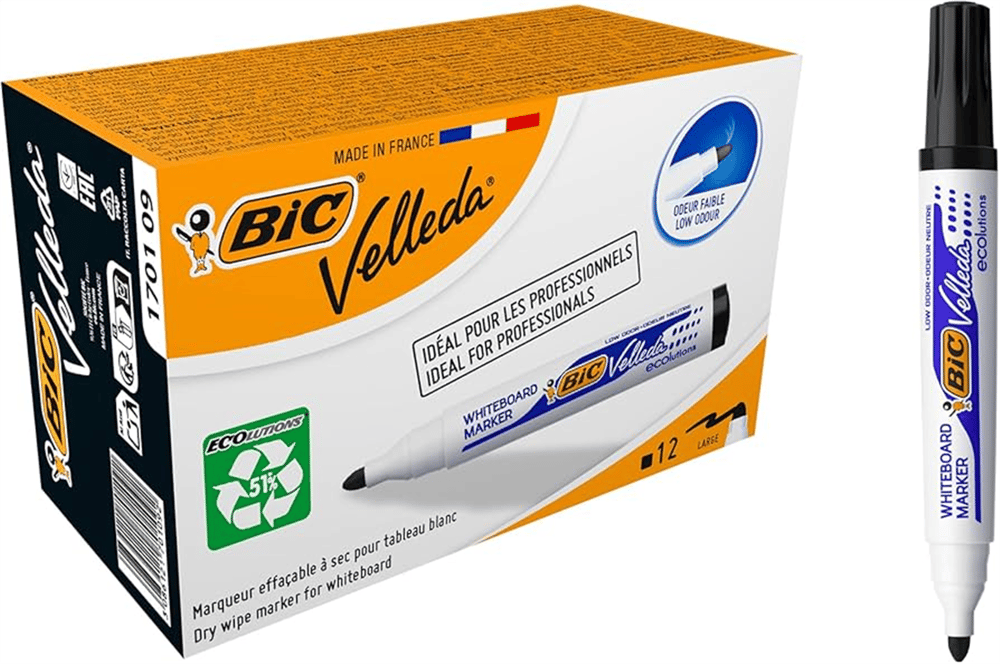 BİC 1701 BIC VELLEDA TAHTA KALEM ECO YUV.UÇ SİYAH PAK:12 Lİ