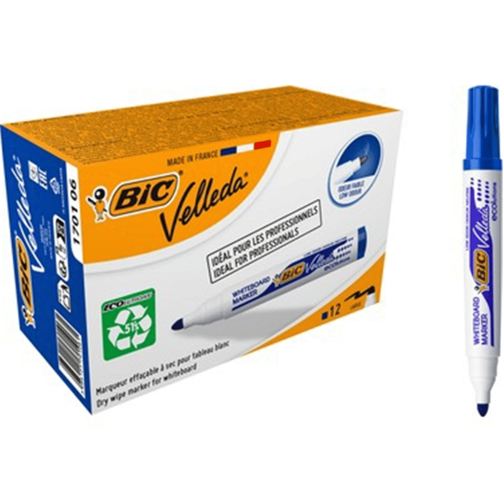 BİC 1701 BIC VELLEDA TAHTA KALEM ECO YUV.UÇ MAVİ PAK:12 Lİ