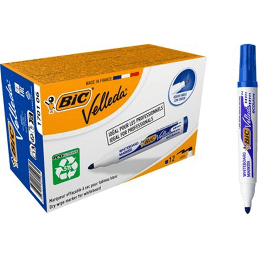 BİC 1701 BIC VELLEDA TAHTA KALEM ECO YUV.UÇ MAVİ PAK:12 Lİ