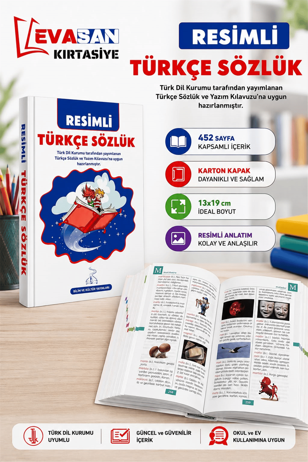 BİLİM 0318 RESİMLİ TÜRKÇE SÖZLÜK 452 SAYFA KARTON KAPAK 13X19