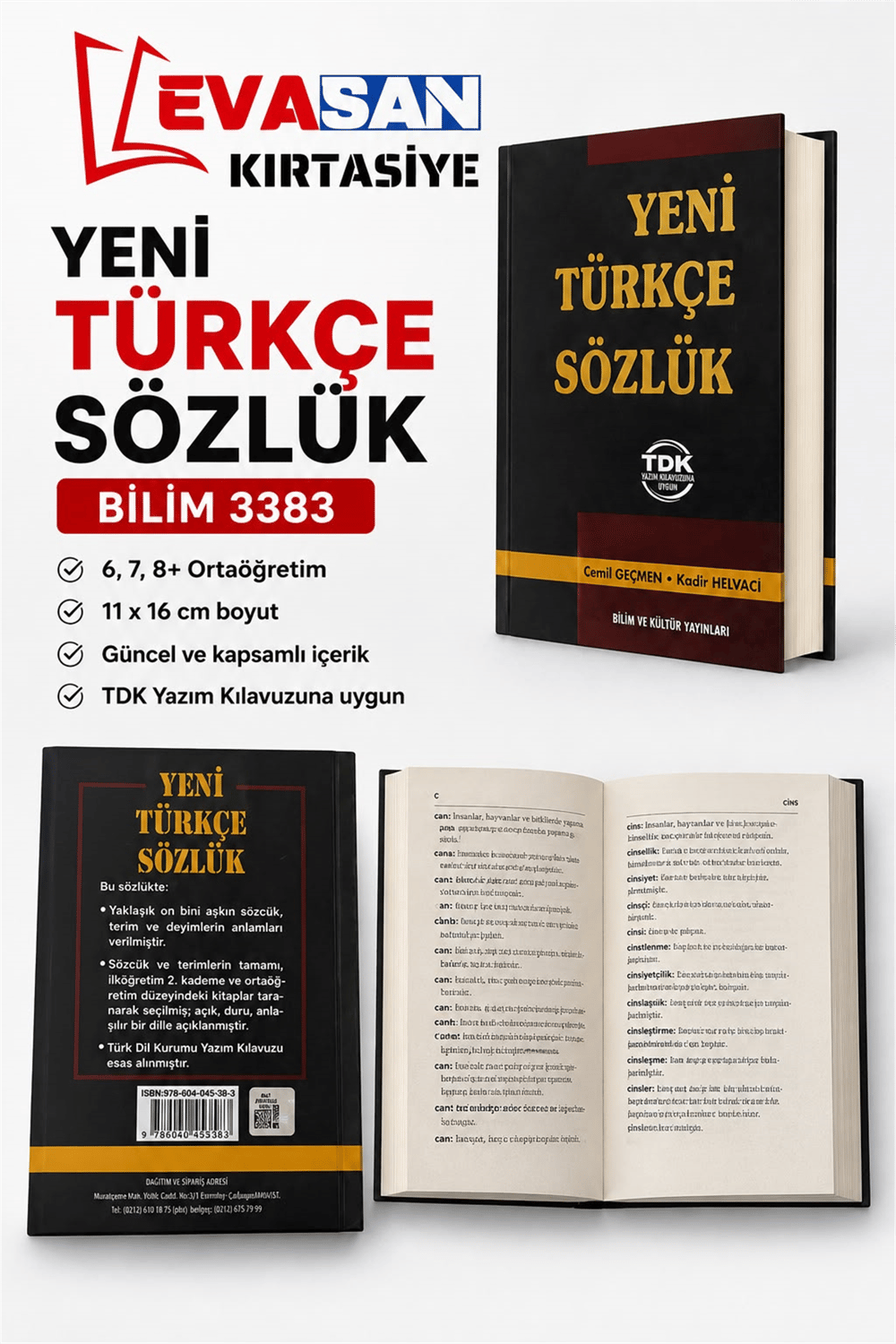BİLİM 3383  YENİ TÜRKÇE SÖZLÜK 6,7,8+ORTÖĞRETİM 532 SAYFA 11X16  *40
