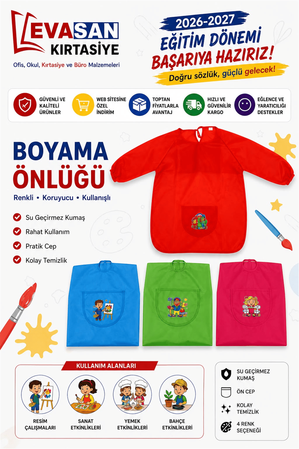 BOYAMA ÖNLÜĞÜ (2,3,4,5 NUMARA) 4 RENK PK:16 LI