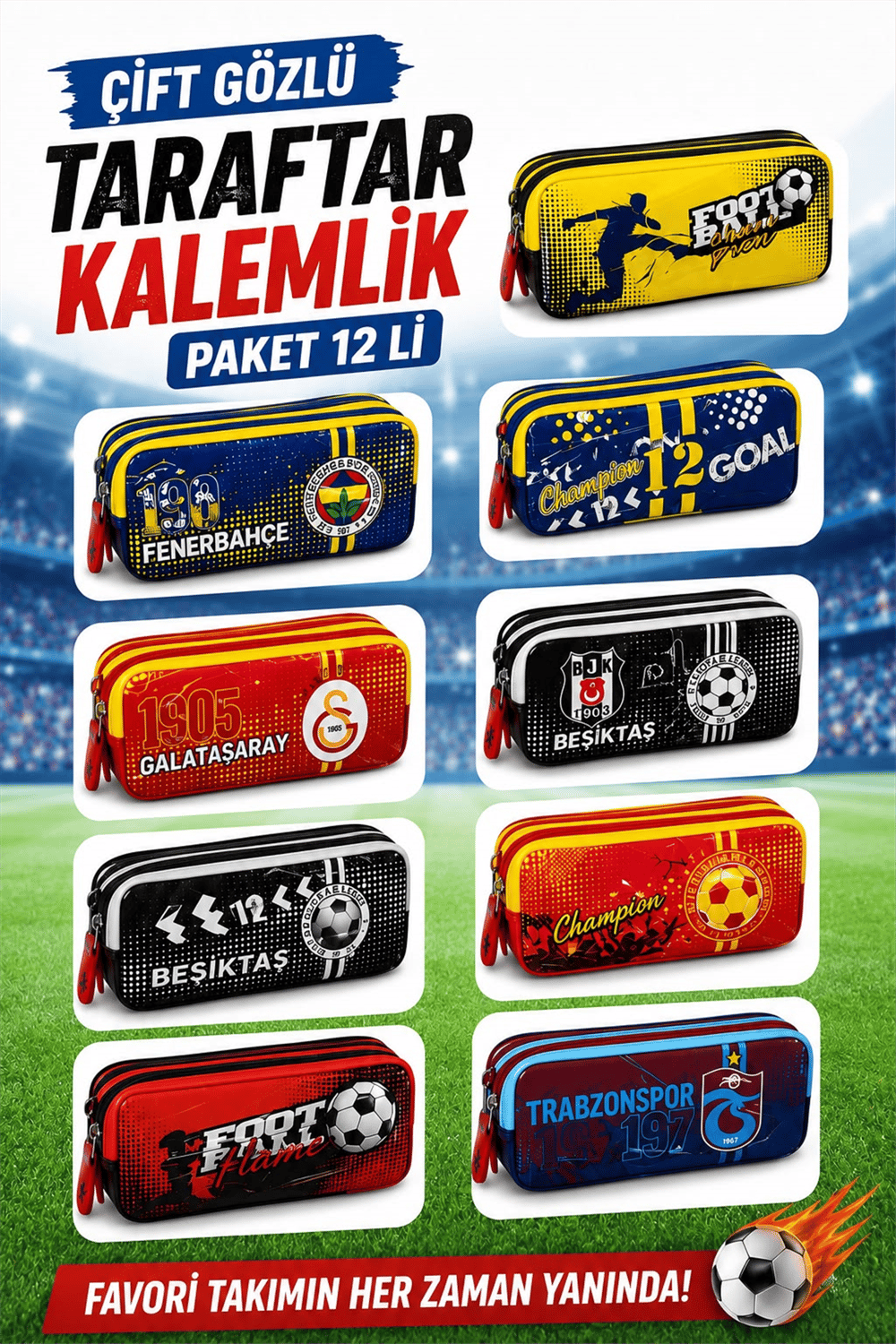 ÇİFT GÖZLÜ TARAFTAR KALEMLİK PK:12 Lİ