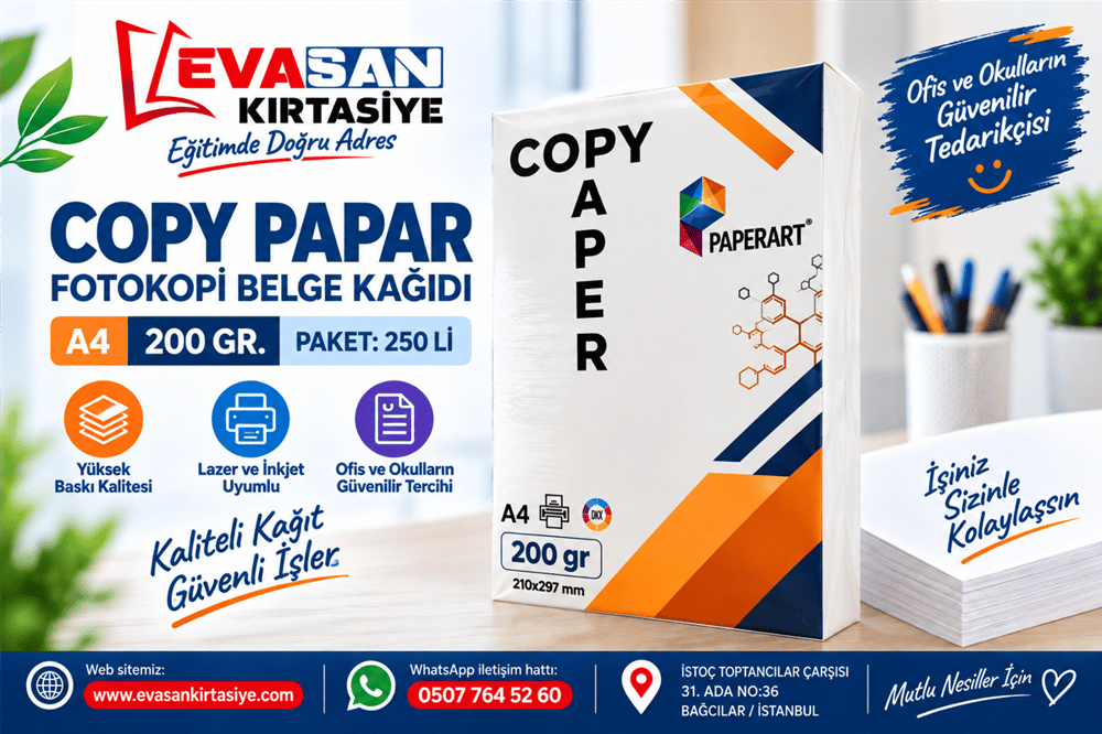 COPY PAPER FOTOKOBİ KAĞIDI 200 GR.250 Lİ