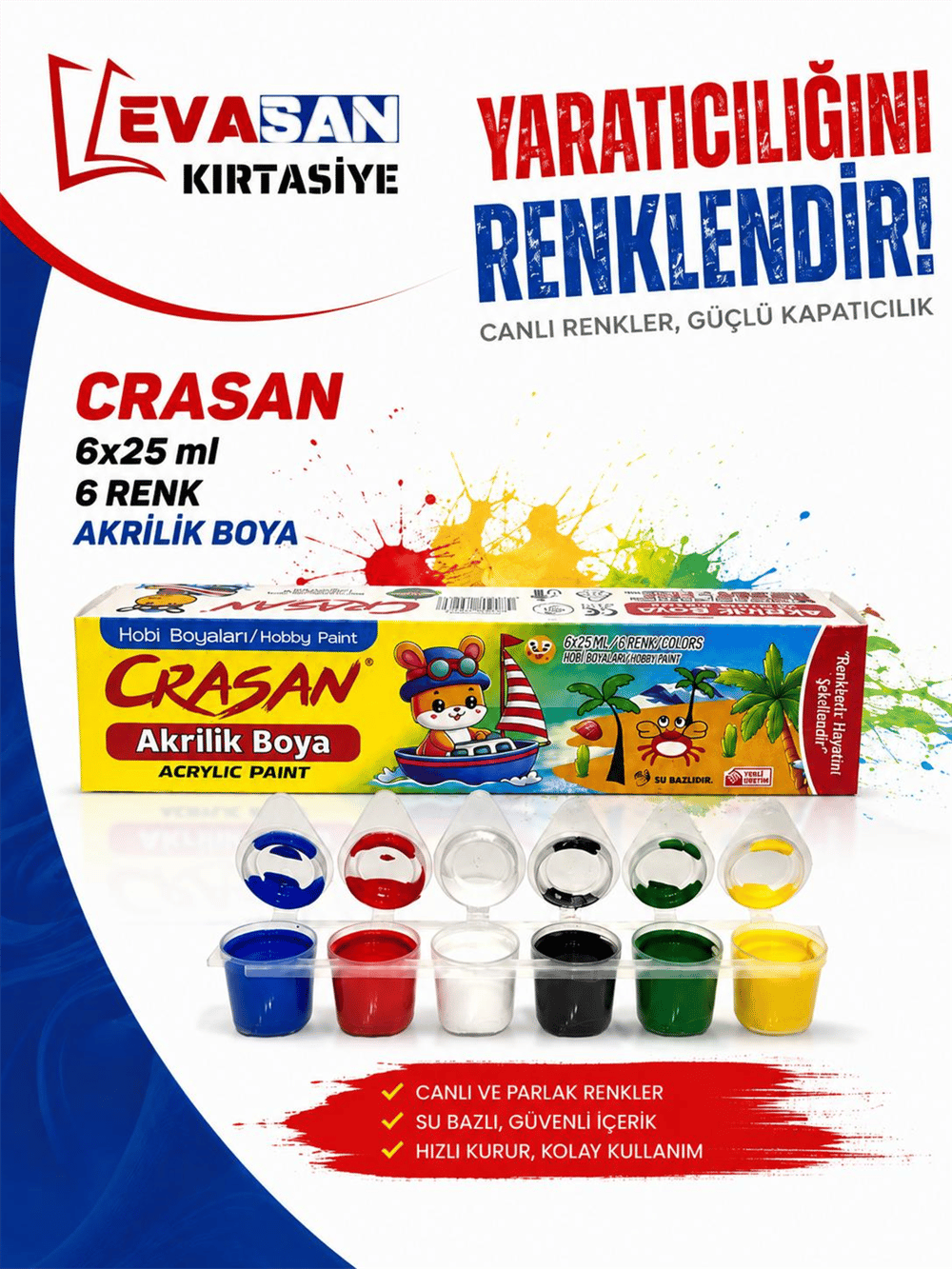 CRASAN 6X25 ML 6 RENK AKRİLİK BOYA 