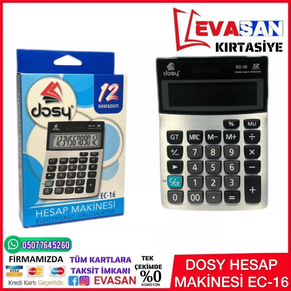 DOSY EC-16 HESAP MAKİNESİ 12 HANELİ 