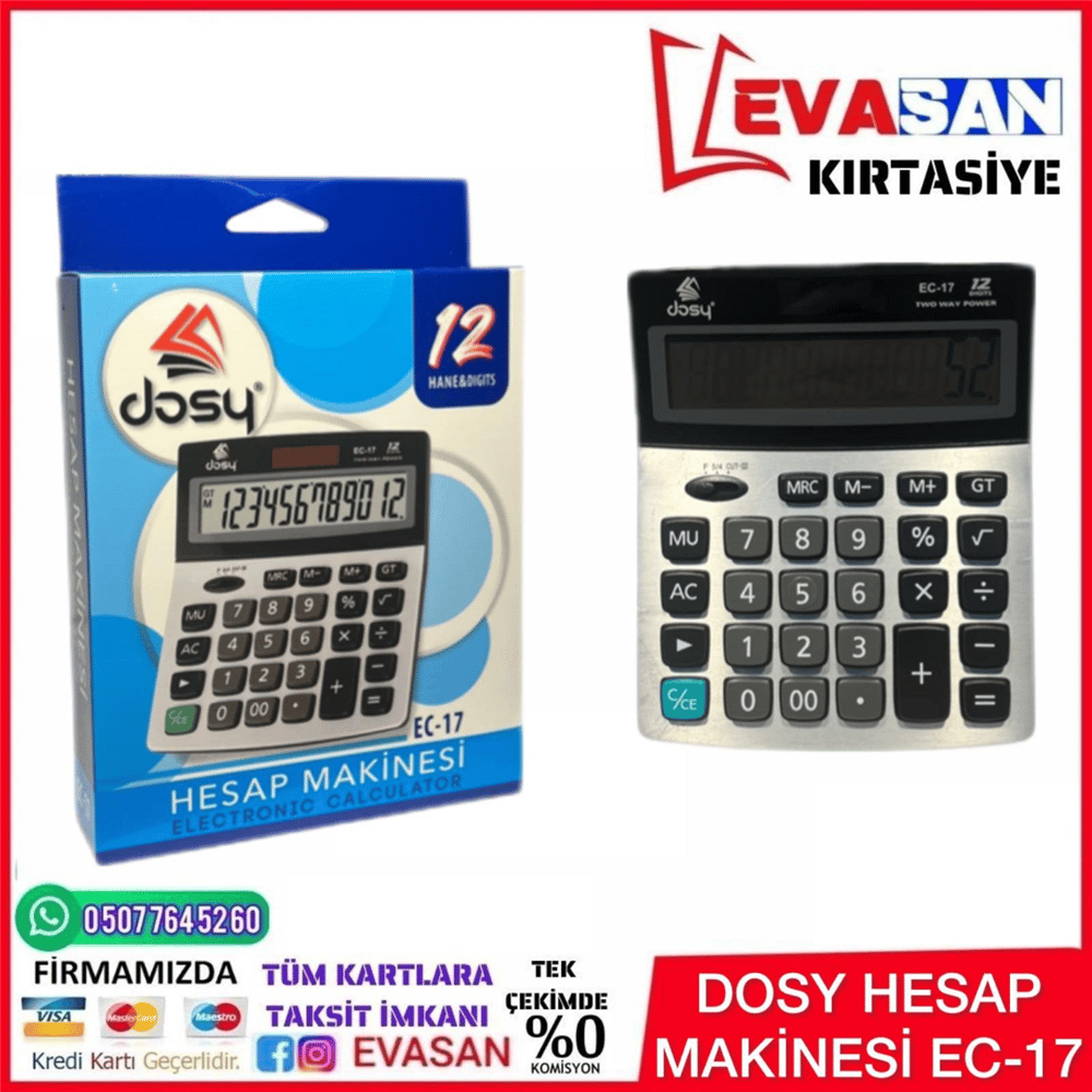 DOSY EC-17 HESAP MAKİNESİ 12 HANELİ 