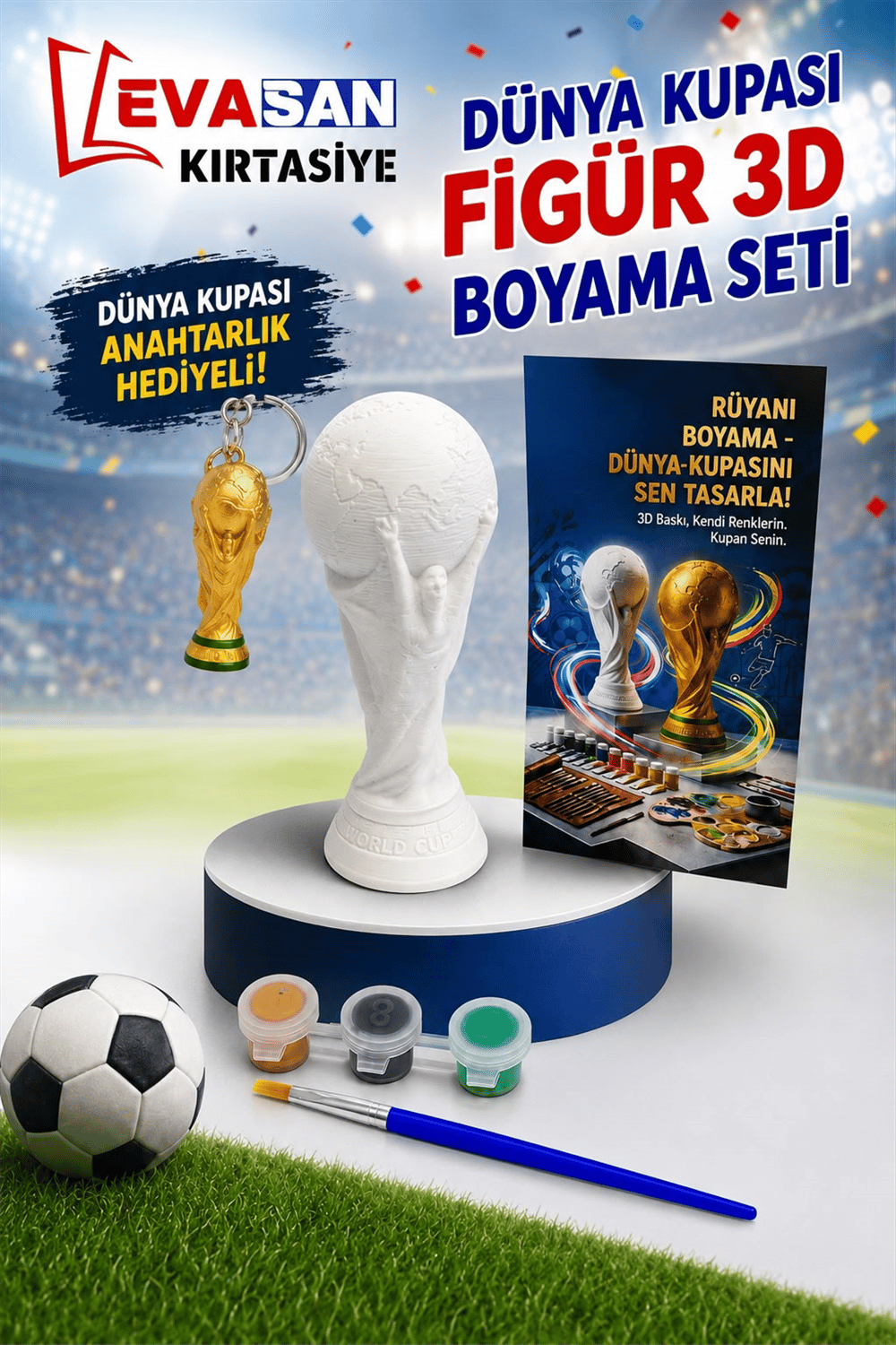 DÜNYA KUPASI FİGÜRÜ 3D BOYAMA SETİ 5X12 CM