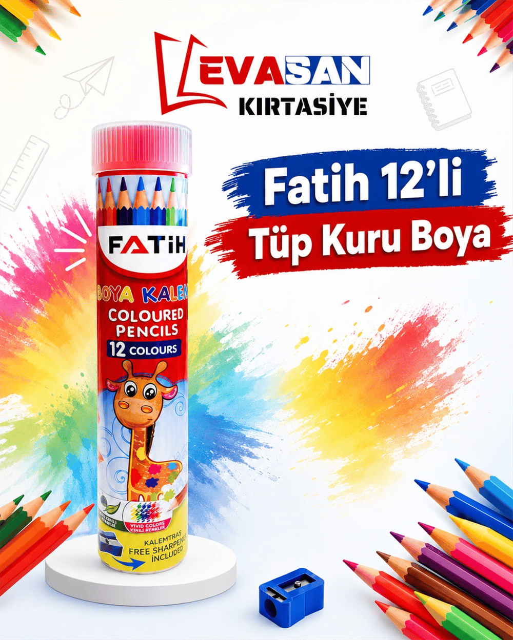 FATİH 12 Lİ TÜP KURU BOYA 12 Lİ STAND 