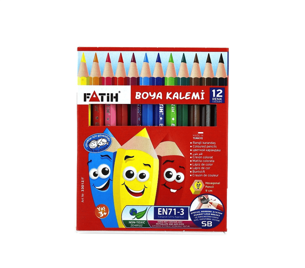 FATİH 12 RENK YARIM BOY KURU BOYA *480