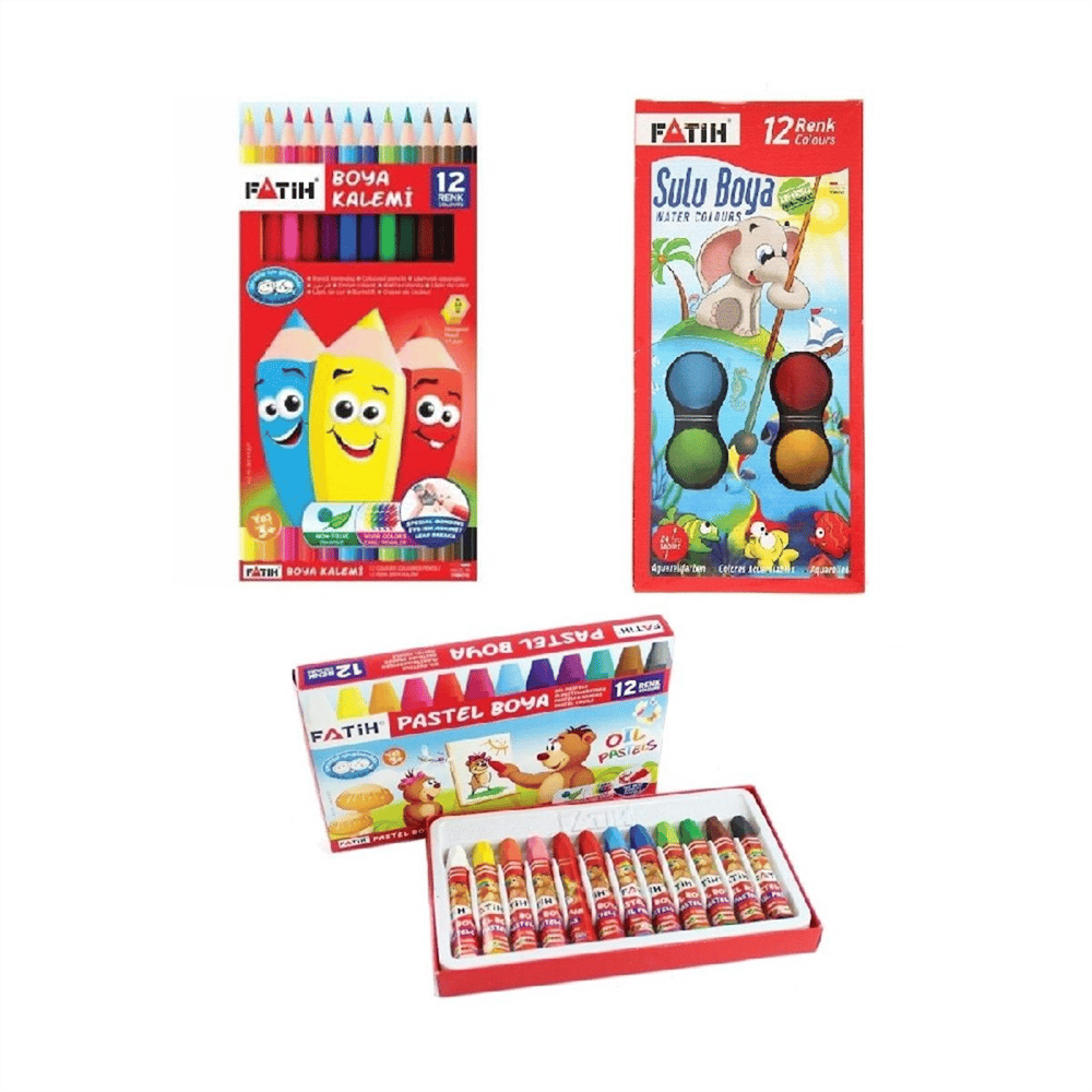 FATİH 3 LÜ BOYA SETİ (KURU-SULU-PASTEL BOYA)