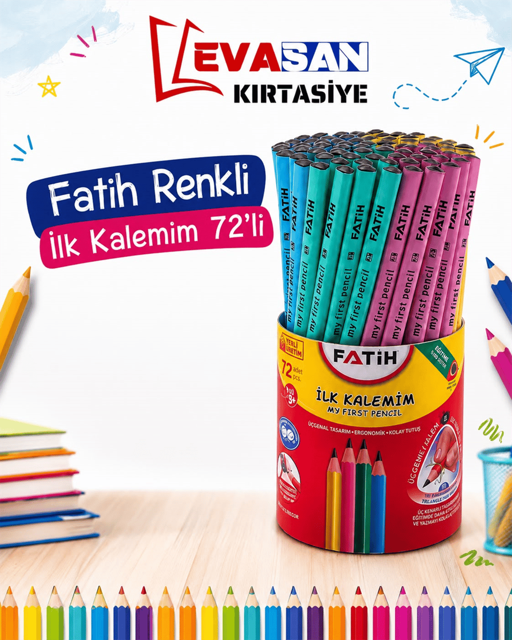 FATİH İLK KALEMİM 3 KÖŞELİ JUMBO EN71-3 72 Lİ