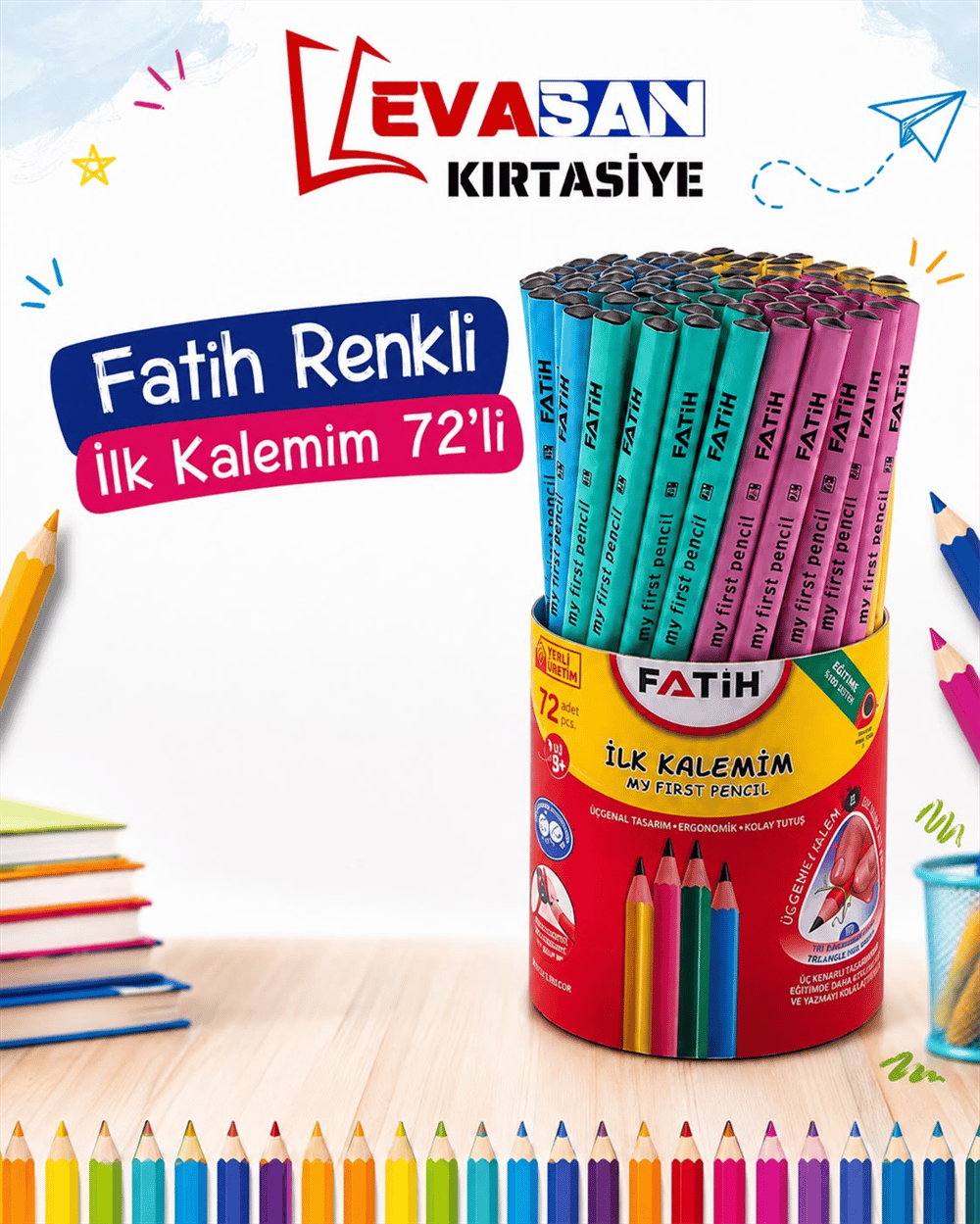 FATİH İLK KALEMİM 3 KÖŞELİ JUMBO EN71-3 72 Lİ