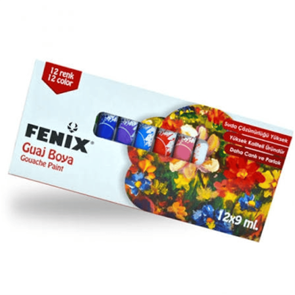 FENİX GUAJ BOYA 12Lİ 9ML. TÜP *72