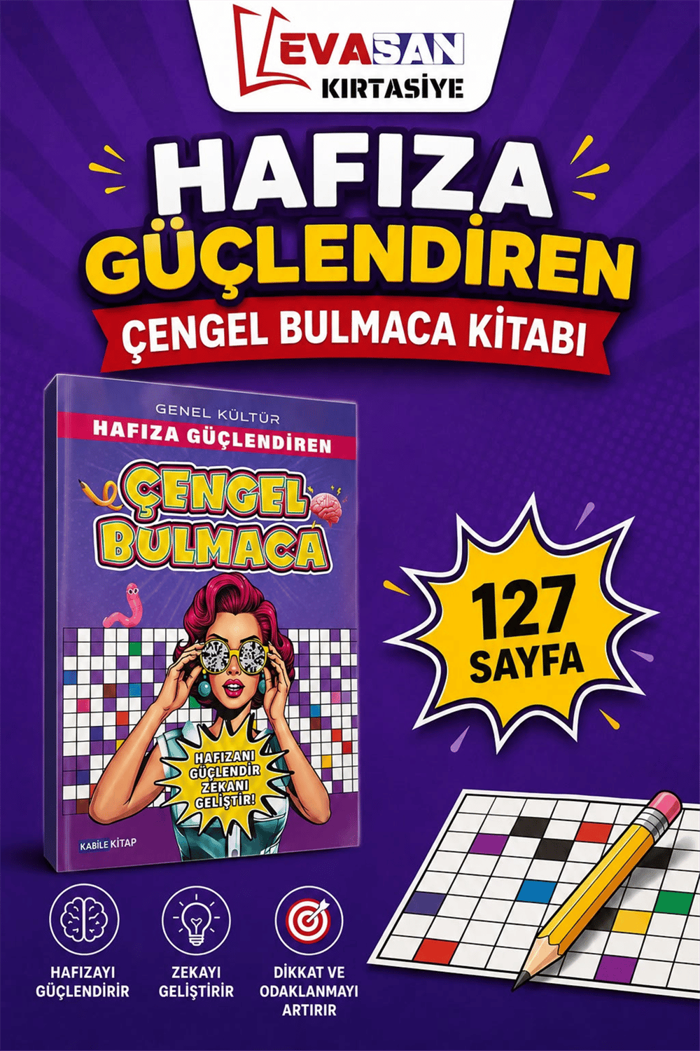 HAFIZA GÜÇLENDİREN ÇENGEL BULMACA KİTABI 127 SAYFA 