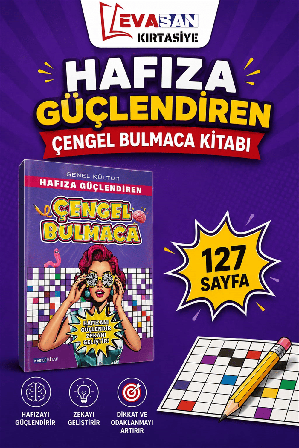 HAFIZA GÜÇLENDİREN ÇENGEL BULMACA KİTABI 127 SAYFA 