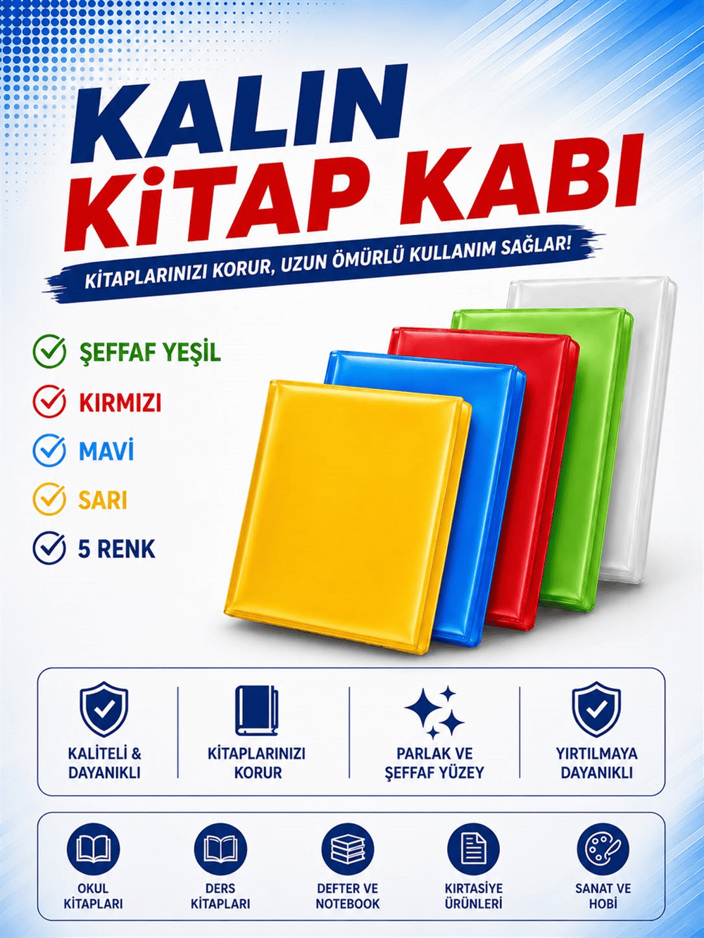 HAZIR KİTAP KABI BUZLU RENKLİ 50 Lİ*20