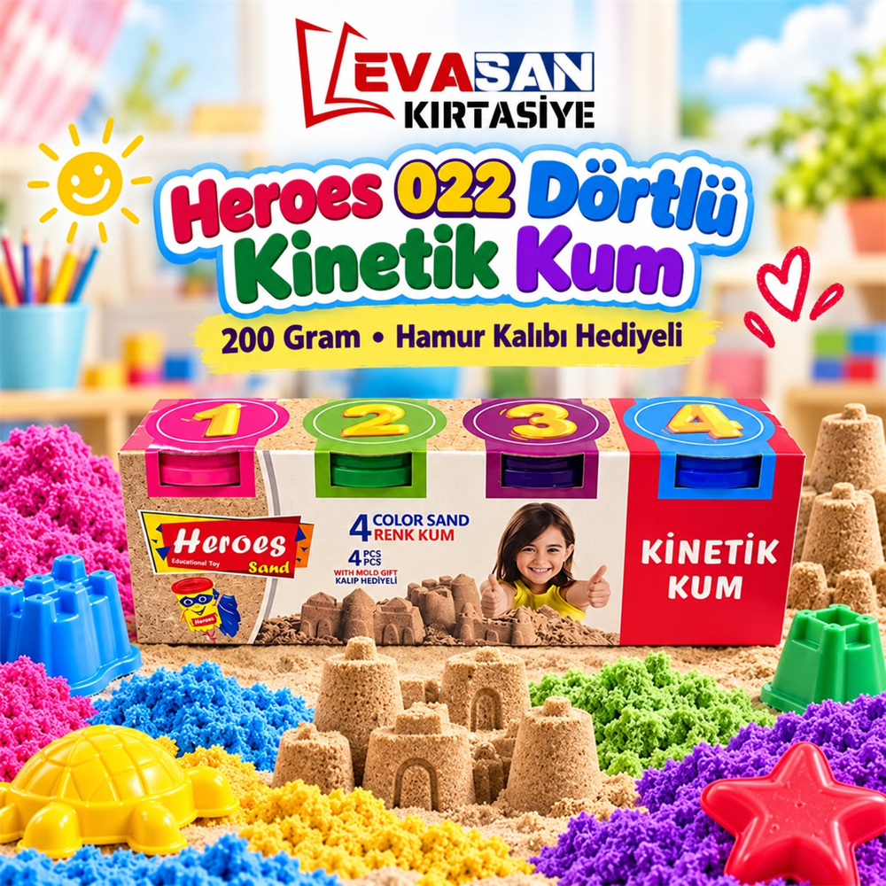 HEROES 200 GRAM KİNETİK KUM 4 LÜ (KALIP HEDİYELİ)