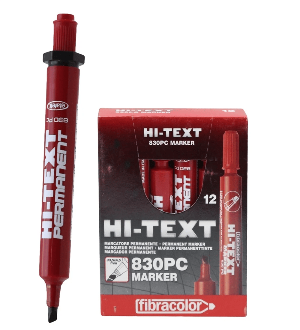 Hİ-TEXT KESİK UÇ KOLİ KALEMİ KIRMIZI  PAKET 12 Lİ