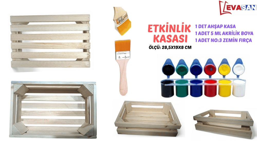 HOBİ ETKİNLİK KASASI +1FIRÇA+1BOYA 28X19X8 CM