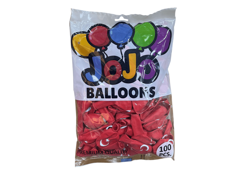 JOJO 11 İNÇ TÜRK BAYRAĞI BASKILI BALON PK:12 Lİ