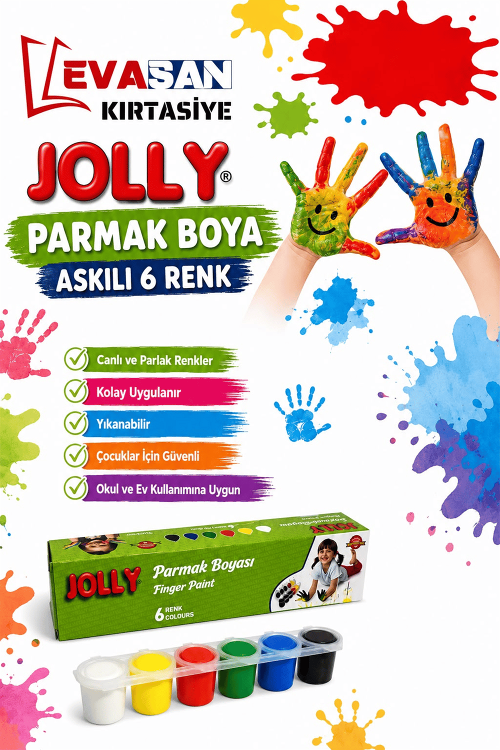 JOLLY 600 PARMAK BOYA 6 RENK 25 ML. *72