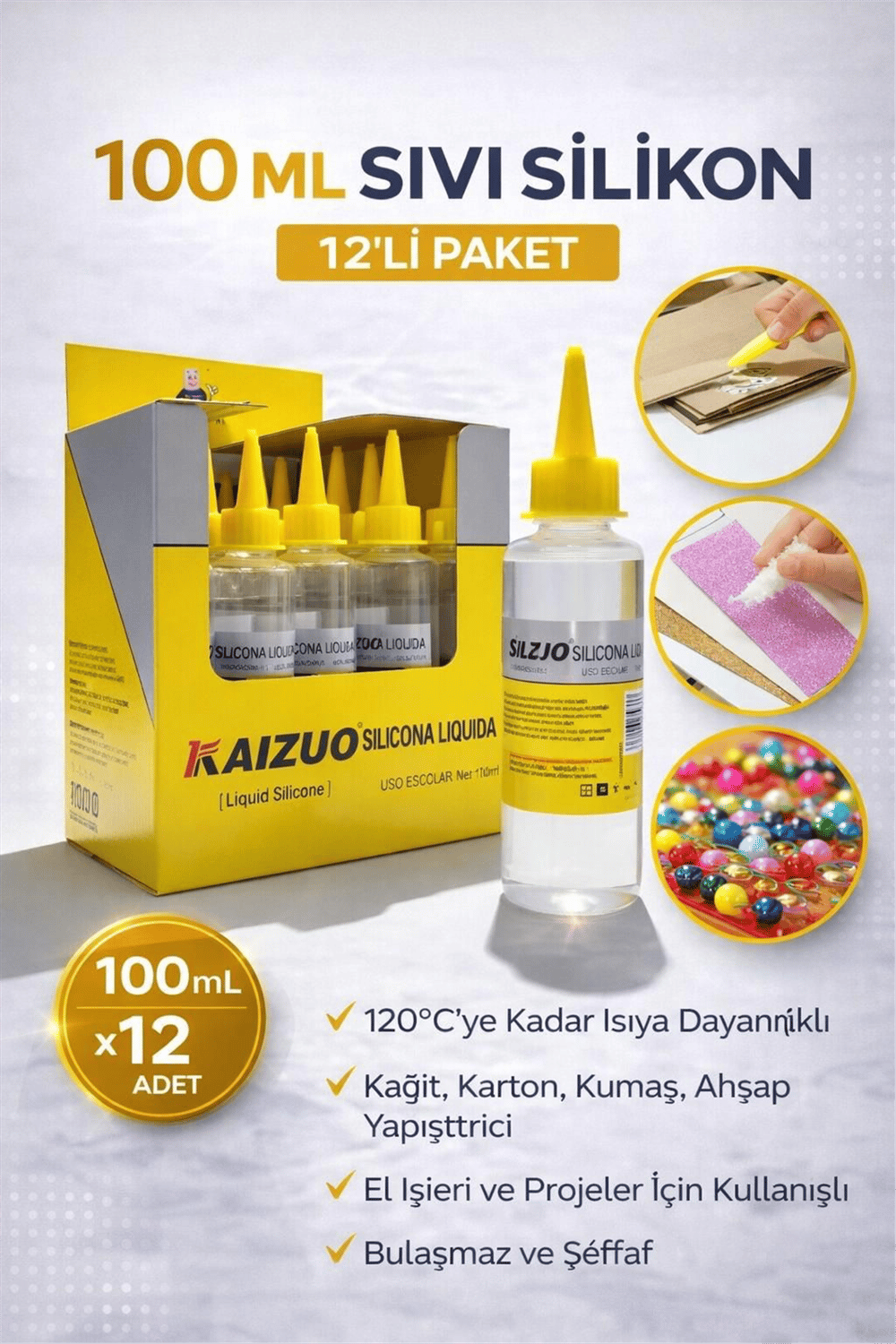 KAIZUO 100 ML SIVI SİLİKON PK:12 Lİ