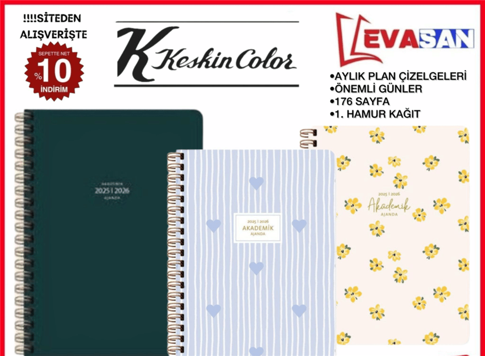 KESKİN 16X23 2026 AKADEMİK AJANDA SPRALLİ 176 SAYFA