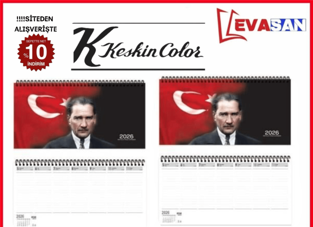 KESKİN 2026 SPRALLİ ATATÜRKLÜ HAFTALIK MASA AJANDASI