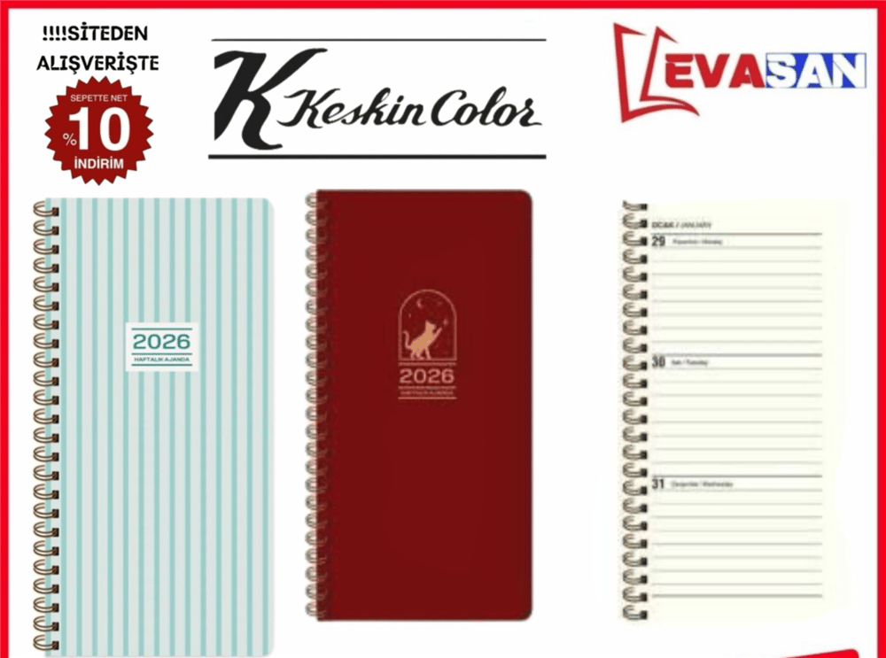 KESKİN 8X16 2026 SPRALLİ HAFTALIK CEP AJANDASI 