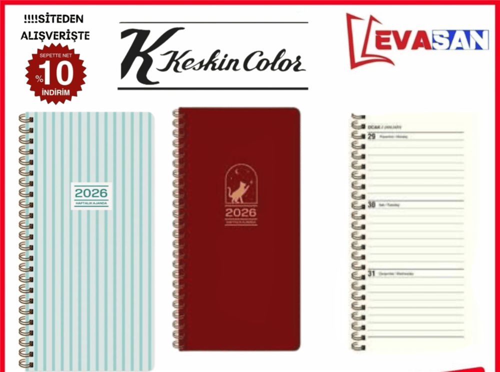 KESKİN 8X16 2026 SPRALLİ HAFTALIK CEP AJANDASI 