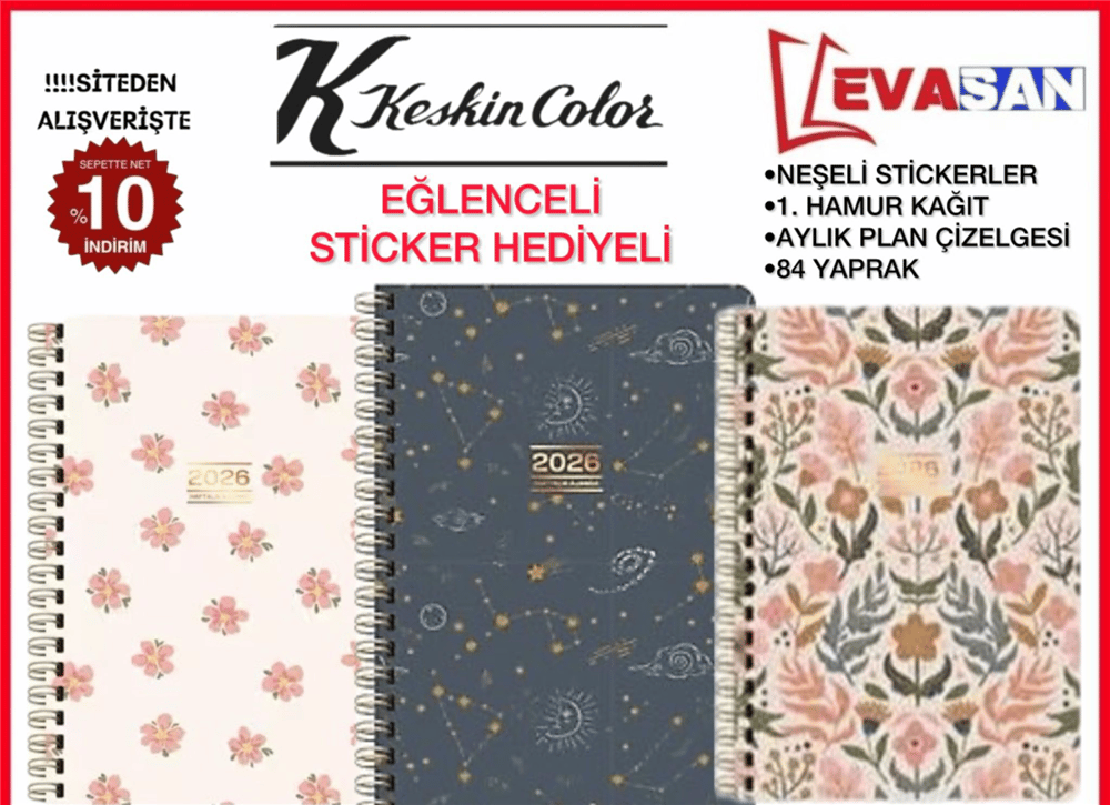 KESKİN A5 2026 HAFTALIK SPRALLİ AJANDA 84 YAPRAK