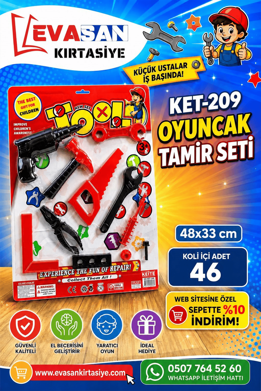 KET-209 OYUNCAK TAMİR SETİ 48X33cm *46