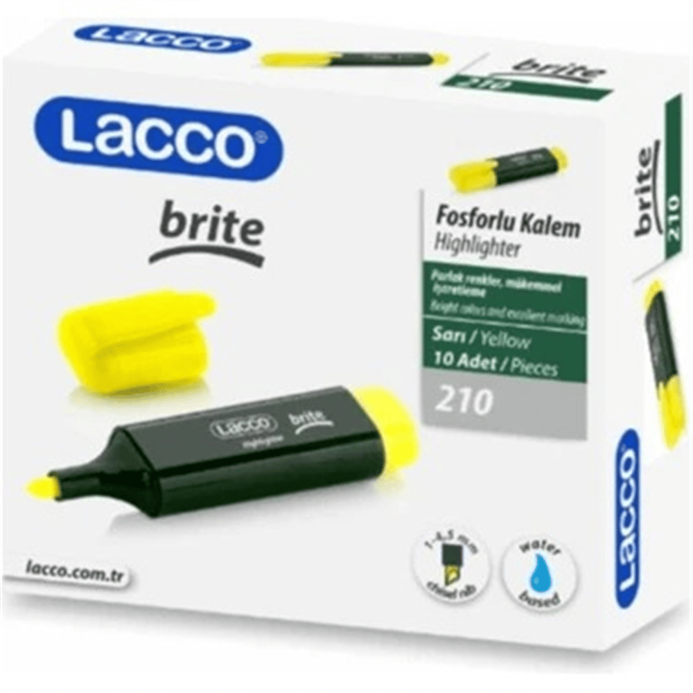LACCO BRİTE SARI FOSFORLU KALEM 210 10 LU *200
