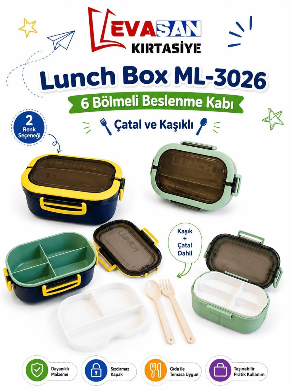 LUNCH BOX ML-3026 6 BÖLMELİ BESLENME KABI *24