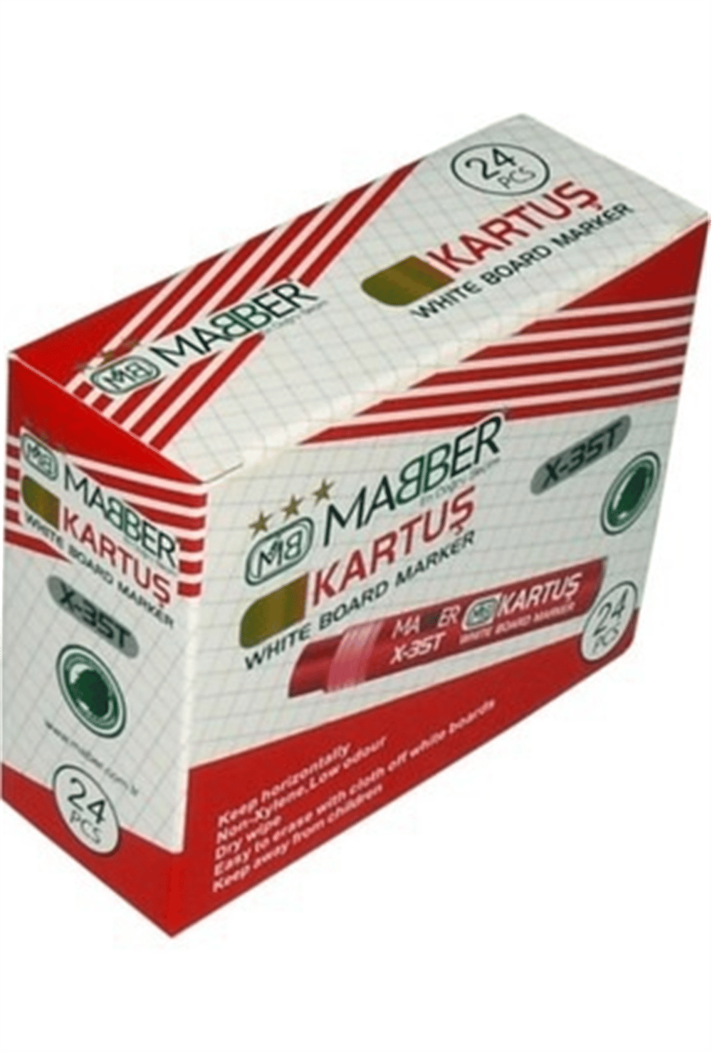 MABER-35T KARTUŞ TAHTA KALEM KIRMZI 24'LÜ 1152*108
