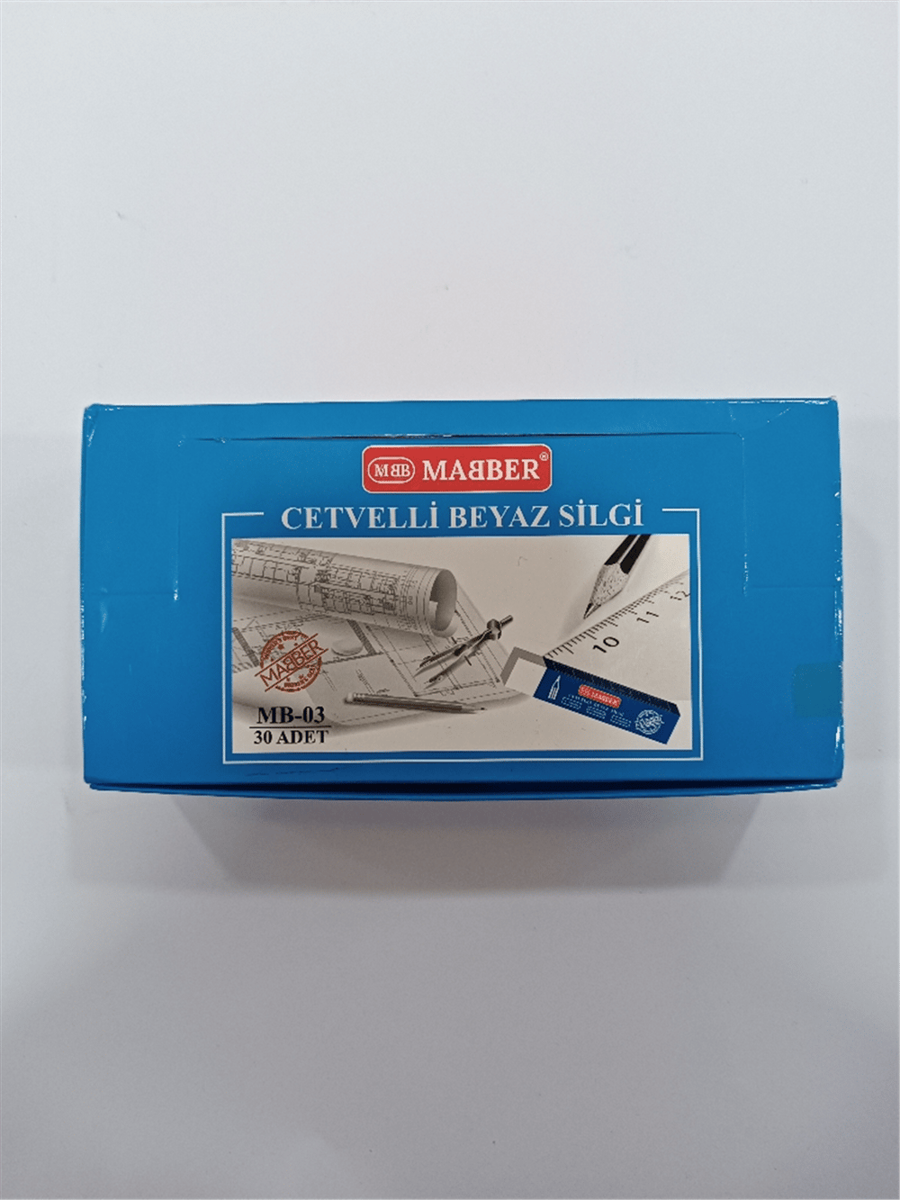 MABER-MB03 CETVELLİ BEYAZ SİLGİ 30'LU 600*20