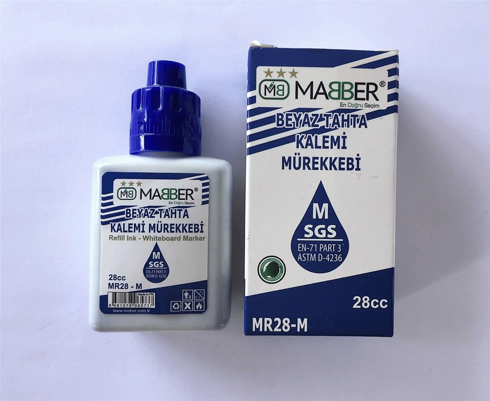 MABER-MR28cc BEYAZ TAHTA MÜREKKEBİ MAVİ 6'LI *240