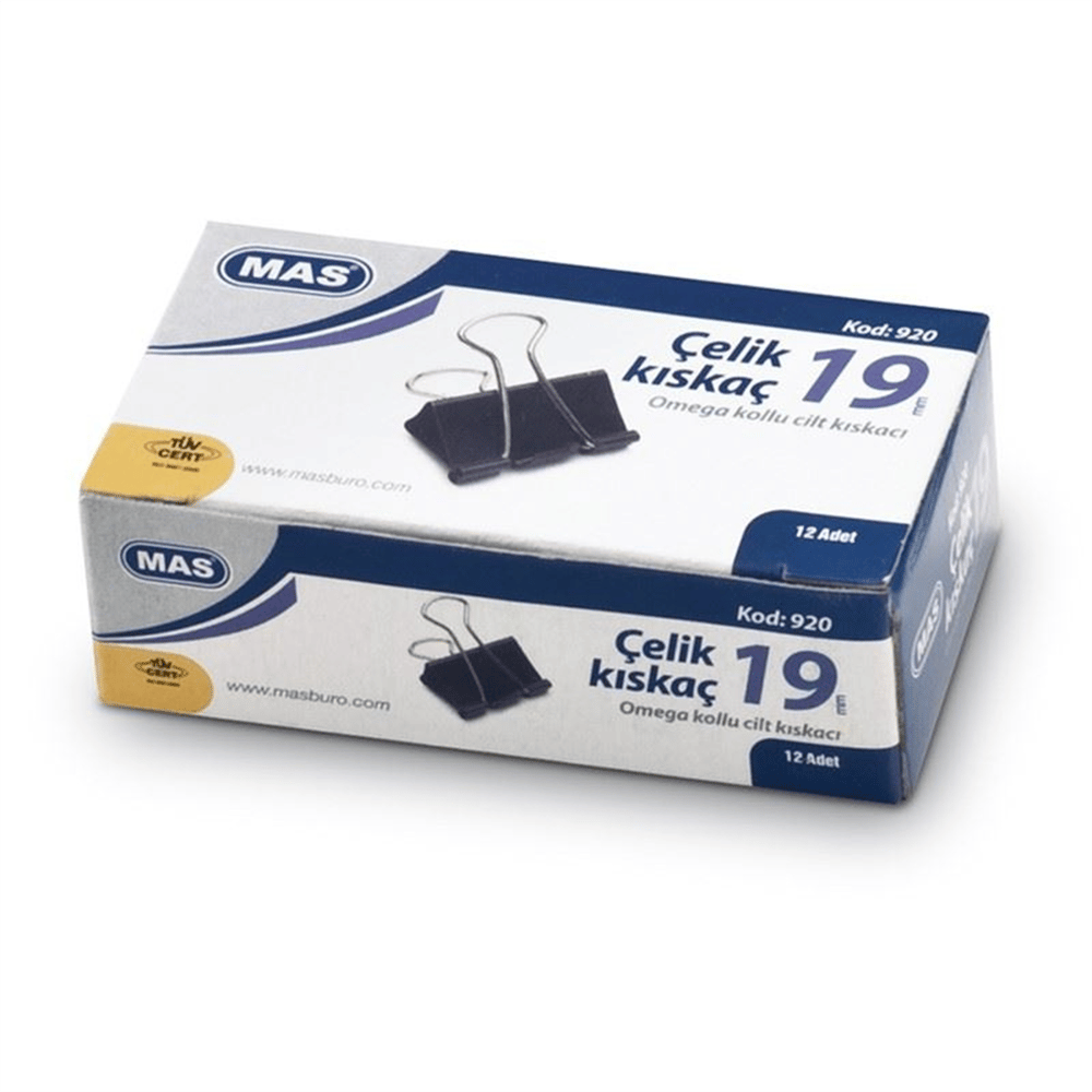 MAS 920/921 OMEGA ÇELİK KISKAÇ 19 MM.(SİYAH) PK:12 Lİ 